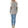 thumbnail image 2 of Women Crew Neck Long Sleeve Stripes Leopard Print Top, 2 of 6