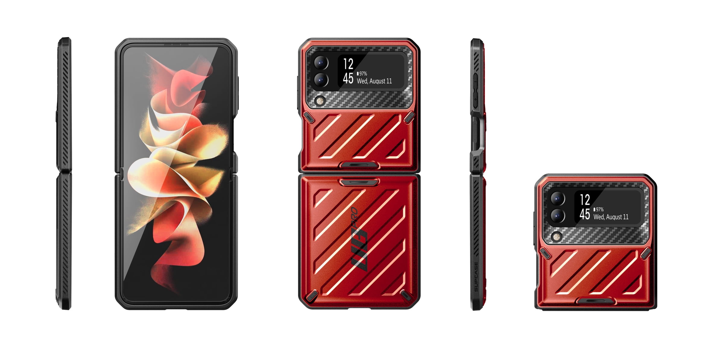 SUPCASE Unicorn Beetle Pro Series Case for Samsung Galaxy Z Flip 3 5G (2021), Full-Body Dual Layer Rugged Protective Case with Holster (Ruddy)