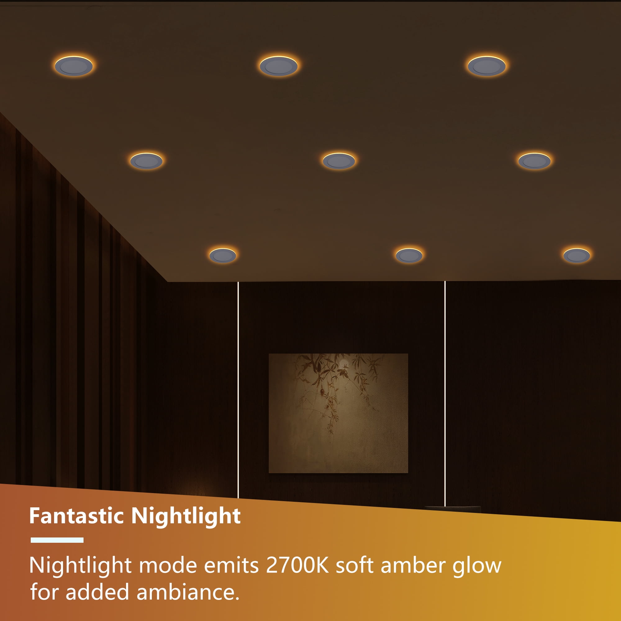Miniyam 6 Pack 6" White LED Recessed Light with Night Light, Dimmable, 2000K-5000K 6CCT, 800LM 9W, Ultra-Thin Canless for Bedroom/Living Room/Kitchen