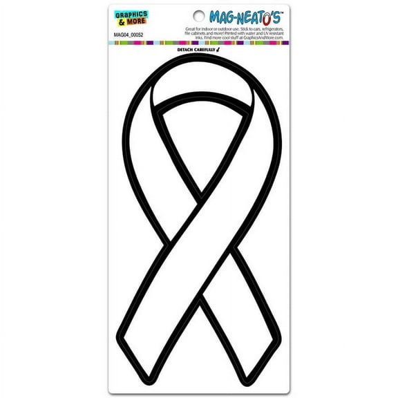 White Awareness Support Ribbon Lung Cancer Automotive Car Refrigerator Locker Vinyl Magnet