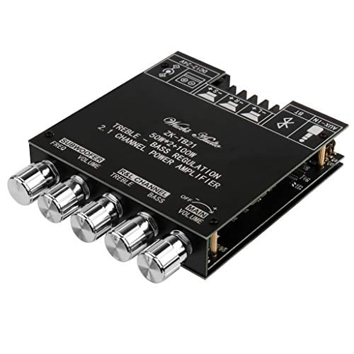Tarjeta amplificadora Bluetooth 2.1 50W+50W+100W ZK-TB21 con control de agudos y graves, entradas Bluetooth y AUX, BT 5.0