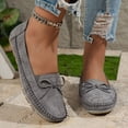 thumbnail image 2 of Rokment Bow Slip on Loafers for Women Fashion Casual Comfortable Suede Walking Flat Bowknot Beach Travel Oxfords Dress Shoes 2026 Spring Fall Grey Size 6.5, 2 of 8
