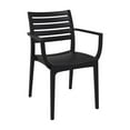 Artemis Modern Outdoor Stackable Dining Arm Chair, Set of 2 Black