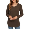 thumbnail image 3 of Womens Casual Long Sleeve Shirt Crewneck Twist knit Loose Tunic Tops, 3 of 7