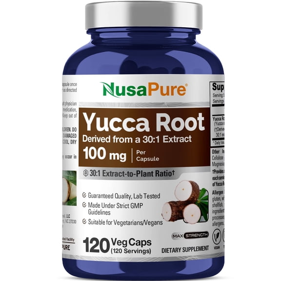 NusaPure Yucca Root Capsules, 100 mg, 120 Veg Capsules (Non-GMO, Vegan)