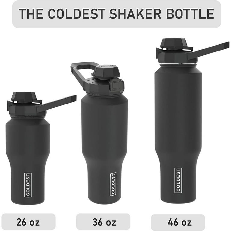 COLDEST Sports Water Bottle - 3 Lids (Chug Lid, Straw Lid,  Handle Lid) Tumbler with Handle on Lid Water Bottles Cup Vacuum Insulated Stainless  Steel, Fits Cirkul Lid (26 oz, Bellatrix