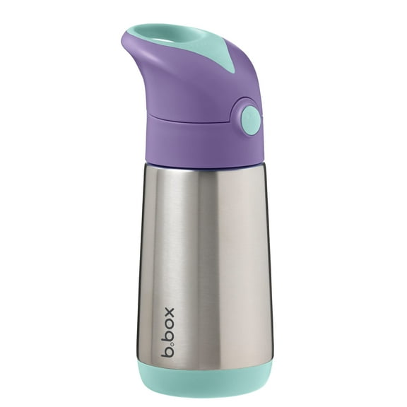 b.box 12 oz Insulated Water Bottle - Keeps Drinks Cold 8 Hours, Warm 6 Hours, Triple Wall Stainless Steel Kids Water Bottle w/ Free Flow Silicone Straw, Leakproof & Dishwasher Safe. Lilac Pop