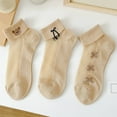 thumbnail image 3 of 5 Pairs Women Sheer Mesh Socks Cartoon Pattern Summer Ultra Thin Lace Socks Non-slip Invisible See Through Ankle Socks, 3 of 8