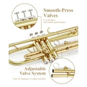 Eastar Trumpet Set for Students Beginner Bb Standard Brass Instrument School Band Gold, with Case