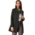 thumbnail image 1 of Abrigo de invierno con cinturón y bolsillos con doble botonadura y cuello alto para mujer Negro L, 1 of 7
