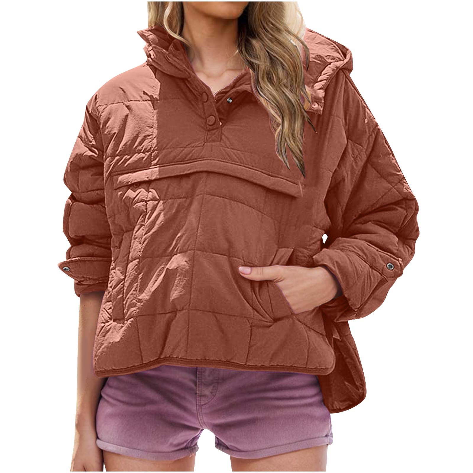 Juebong Women's Oversized Hooded Puffer Jacket Quilted Lightweight