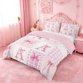 thumbnail image 2 of meiyoeat Ribbon Bow Letter Print Bedding For Girls,Pink Plaid Bowknot Alphabet A Duvet Cover Full For Kids,Pink Reversible,3-Piece(No Comforter), 2 of 6