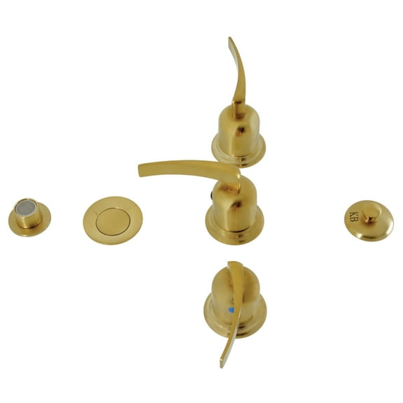 Kingston Brass KB6327EFL Centurion Three-Handle Bidet Faucet with Brass Pop-Up, Brushed Brass