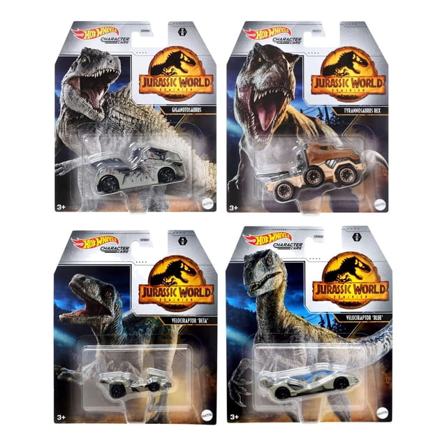 Set de vehículos fundidos a presión Hot Wheels Jurassic World x4