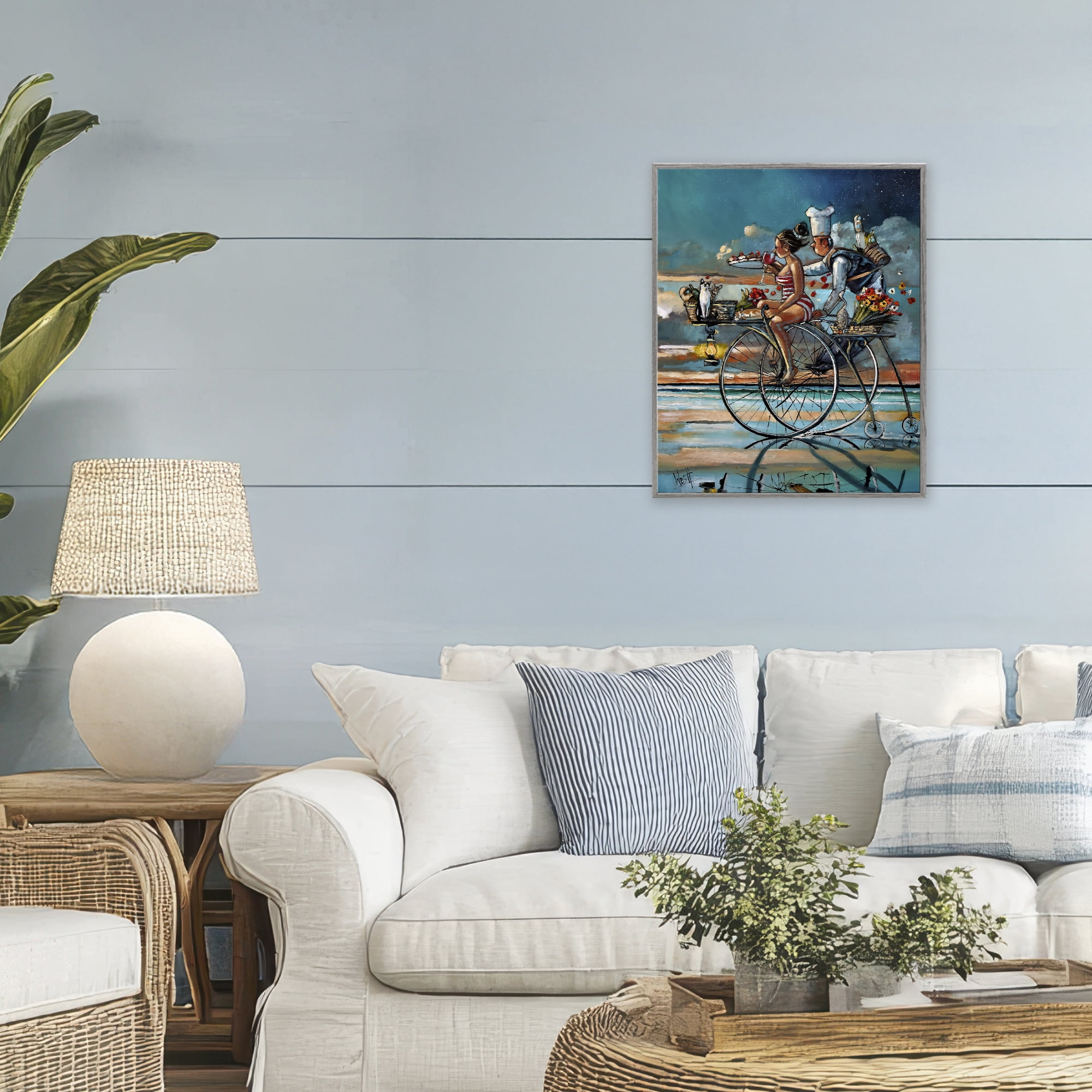 Stupell Industries Zaan's Dream Seaside Bicycle Ride Gray Framed Giclee Art, design by Ronald West