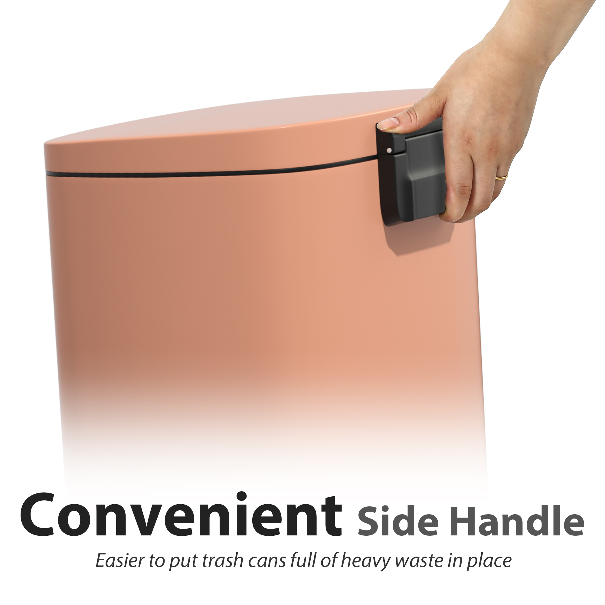 CL.HPAHKL Step-On Kitchen Trash Can, Brushed Stainless Steel Garbage Can with Soft Close Lid, Large Capacity Garbage Bin with Odor Seal for Home, Office, Bathroom, Bedroom, Pink