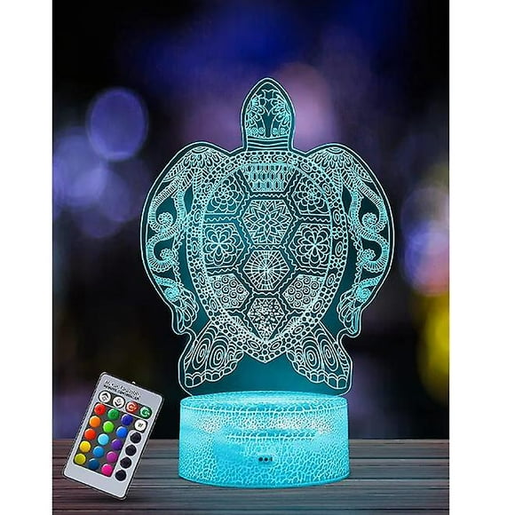 Sea Turtle Veilleuse Pour Enfants, Lampe Illusion 3d, Lumire Led, Tlcommande 16 Couleurs Changeantes Intensit Variable, Cadeaux De Nol Pour Filles,