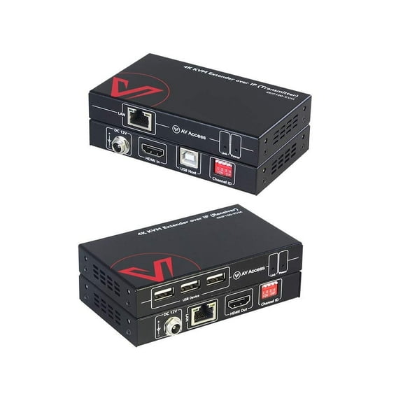 4K HDMI KVM Extender over IP, 390ft USB Extender w/ Zero Latency & 1080P@120Hz, up to 16 Sets with DIP Setting