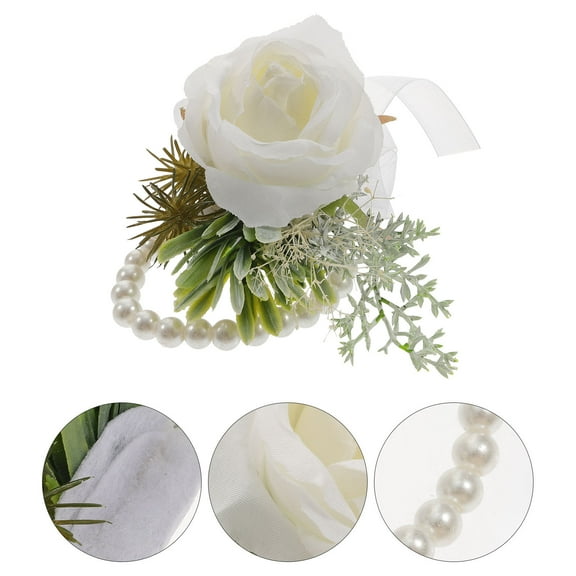 CRAFTHROU Bridal Wrist Garland Wrist Flower Bracelet Cloth 1Pack