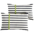 thumbnail image 3 of Sunbrella  Blue Stripes with Macaw Green Indoor/Outdoor Lumbar Pillows Set of 2 16 in L x 26 in W, 3 of 5