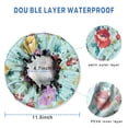 thumbnail image 3 of Shower Caps,Pioneer Flower Floral Print Pattern Waterproof Shower Cap for Women 4 Pieces,Double Reusable Hair Cover for Shower PEVA Elastic Stretch Hem, 3 of 7