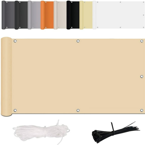 【Popular Choice】 Windproof and UV-proof, Made of Polyester Fiber! Privacy Screen for Balcony Railings, Patios and Gardens, No Drilling Required to Install!