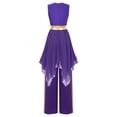 thumbnail image 2 of TTAO Tenue de Danse de Louange pour Femmes Robe Superposée Asymétrique Métallique avec Pantalon Tenue de Danse de Salon Violet TTG, 2 of 7
