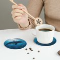 thumbnail image 3 of Leather Coasters with Heat-resistant for Drinks, Ocean Dolphin Fish School -标题2 Round Shape, 3 of 5