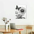 thumbnail image 2 of COMIO  Flower Canvas Wall Art Black and White Floral Painting Art Prints Transparent Floral with Butterfly Picture Artwork Modern Bedroom Bathroom Decor, 2 of 4