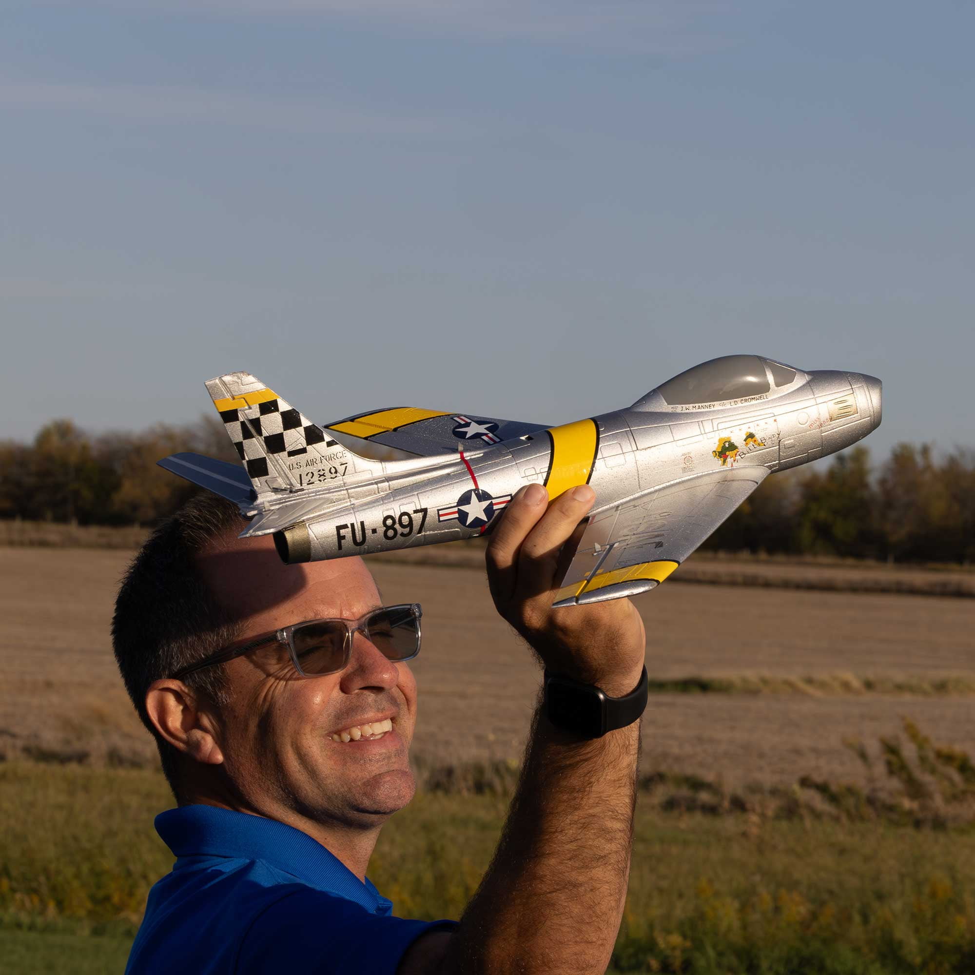 E-flite RC Airplane UMX F-86 Sabre 30mm EDF BNF Basic Transmitter Battery and Charger Not Included EFLU7050