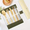 thumbnail image 3 of QUTETN Set of 2 Bamboo Utensils Cutlery Reusable Cutlery Travel Set Bamboo Spoon Fork Knife Brush Chopsticks and Straw Portable Utensils With Case, 3 of 4