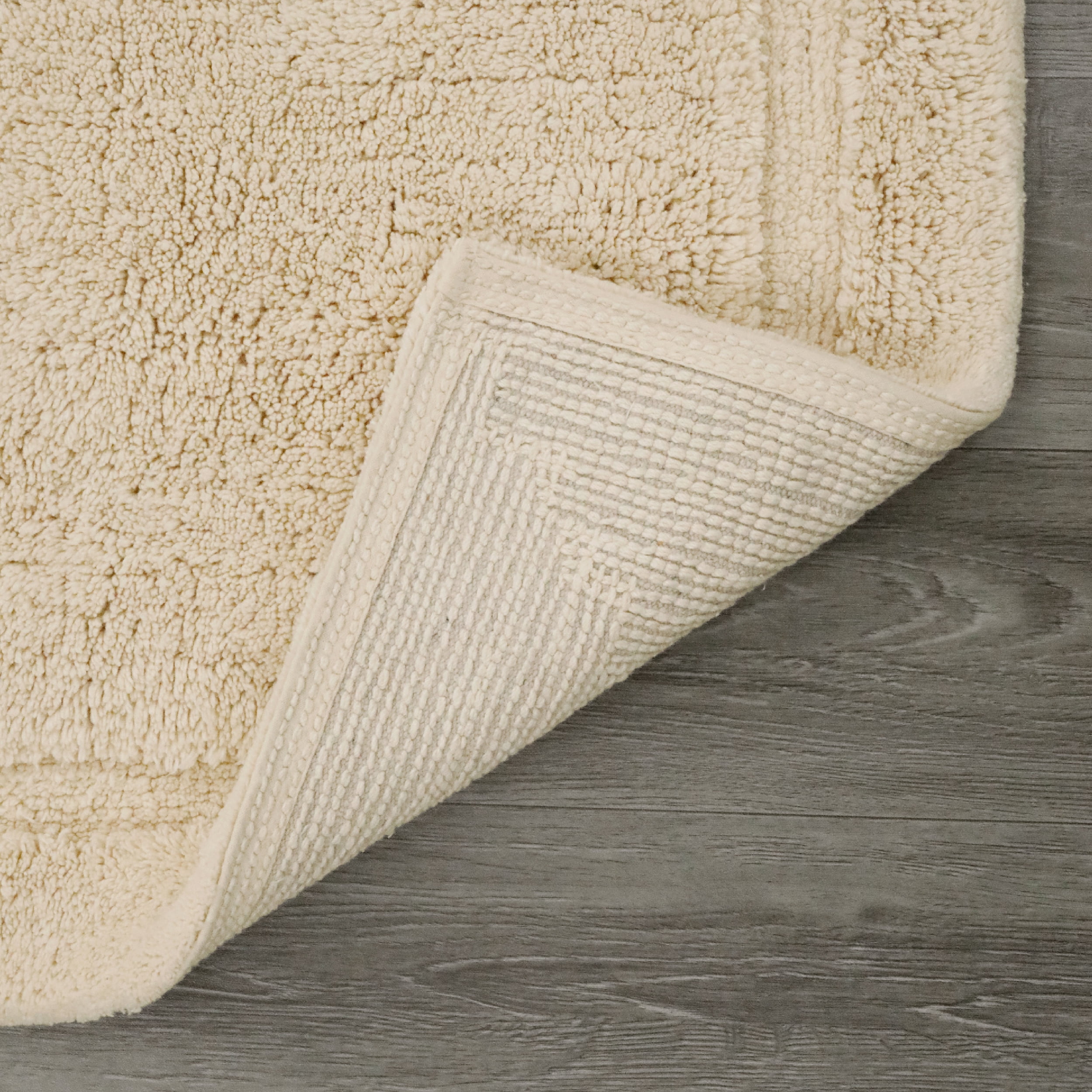Jean Pierre New York Lydia Border 100% Cotton Bath Mat - Non-Slip Bath Rug - Ivory - 20"x30"