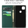 thumbnail image 3 of Pixel 4a Genuine Cowhide Leather Wallet Case,Headset Winder,Flip Folio Magnetic Closure,Card Slots,Kickstand,Cash Pockets Wrist Strap Case for Google Pixel 4a,5.81" (4G Version),Deep Green, 3 of 16