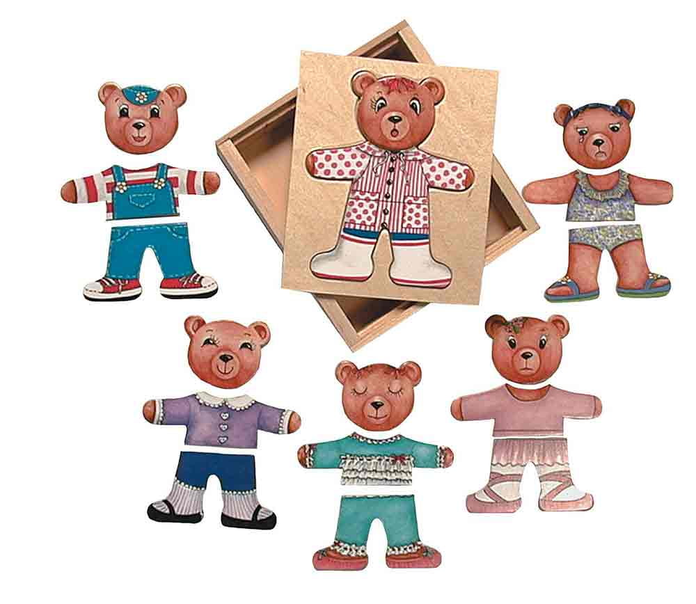 Ernest Emma Moody Bear Puzzle Schylling Mix & Match Wooden Puzzles Toy Age 2 + 