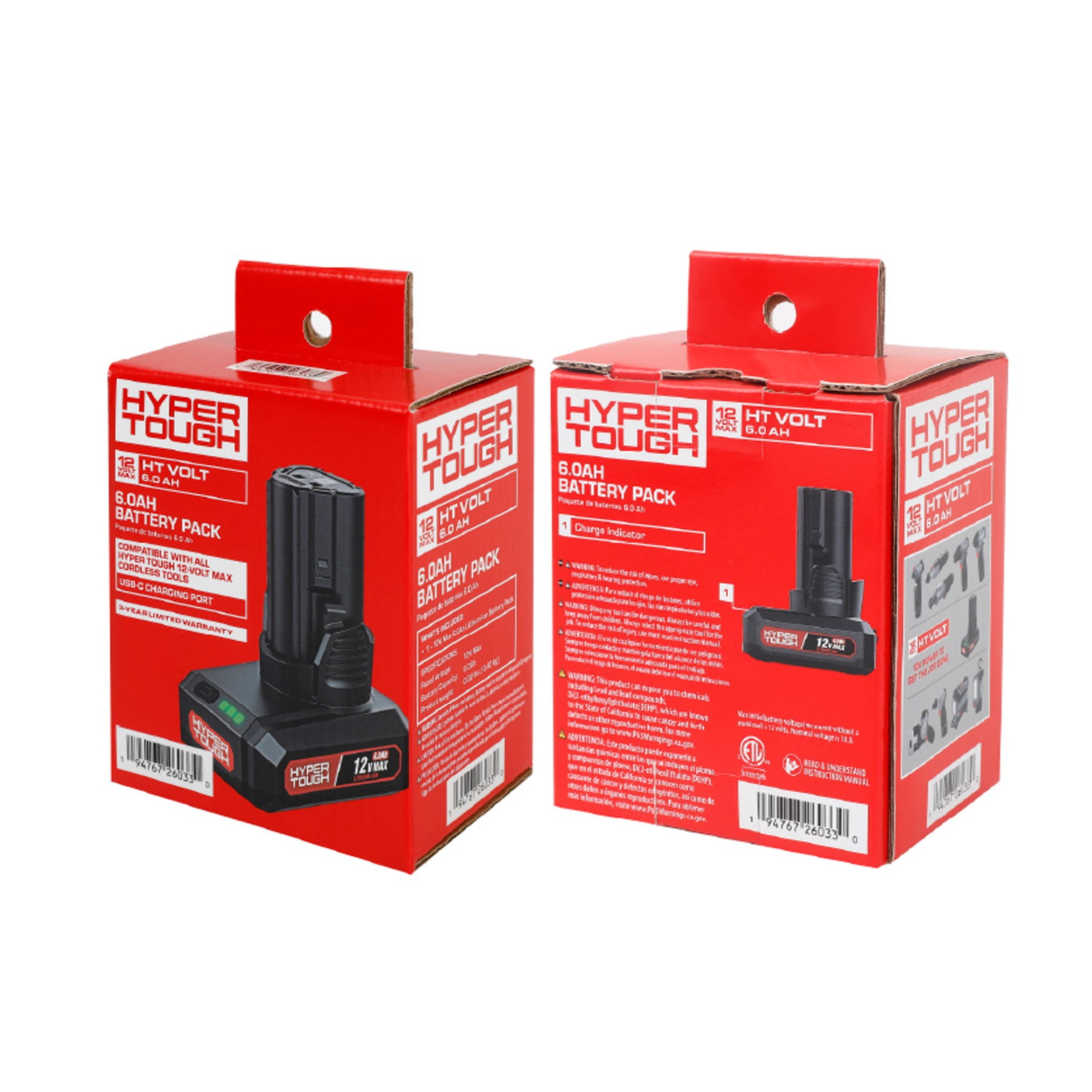 Hyper Tough 12V Max 6.0Ah Lithium-Ion Rechargeable Battery Pack