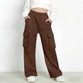 thumbnail image 2 of NAISIBABY Girls Sweatpants, with Multi-Pockets Elastic Waist Straight Leg Casual Cargo Athletic Pants Brown 9T, 2 of 6
