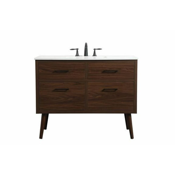 42 in. Single Bathroom Vanity, Walnut