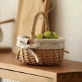 thumbnail image 5 of Cesta de mimbre pequeña para flores Cesta de almacenamiento portátil Cesta de picnic Cesta de flores de ratán tejido Cesta de verduras para frutas y verduras Color madera, 5 of 5