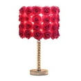 thumbnail image 2 of Bloom Roses Drum Shade Table Lamp with Twisted Acrylic Base, Red- Saltoro Sherpi, 2 of 5