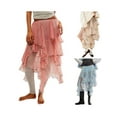 thumbnail image 4 of Michellecmm Women Sheer Tulle Skirt Casual Summer Irregular Layered Ruffled Elastic Skirt for Beach Vacation Club Streetwear, 4 of 7