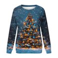 thumbnail image 4 of Idoravan Womens Christmas Graphic Sweatshirts Women's Christmas Printed Round Neck Long Sleeved Top Loose Fitting Sweater Pink L, 4 of 4