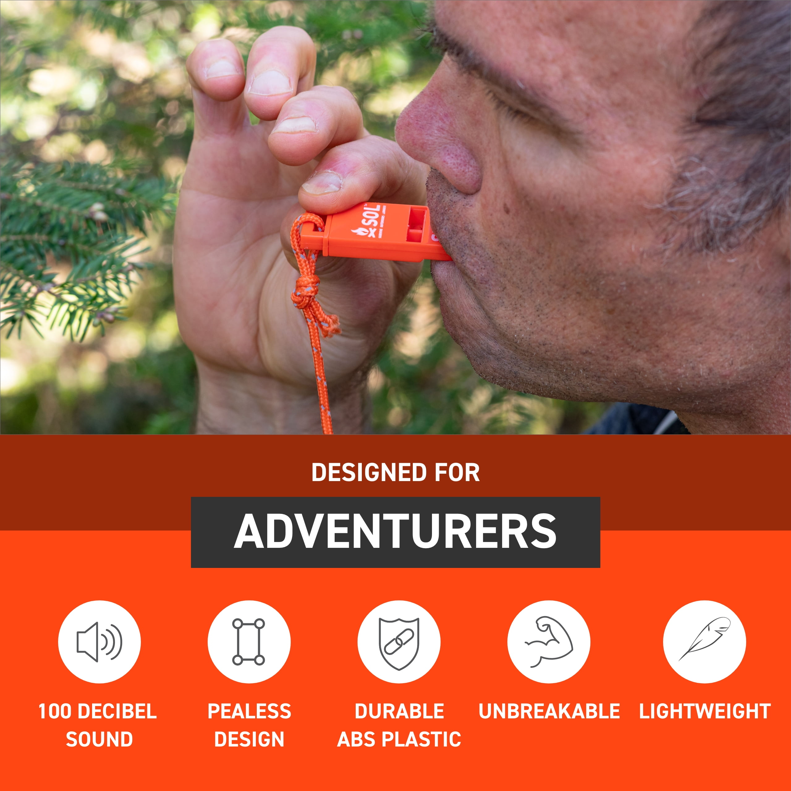 Survive Outdoors Longer Slim Rescue Howler Whistle, 2ct (Pack of 3)