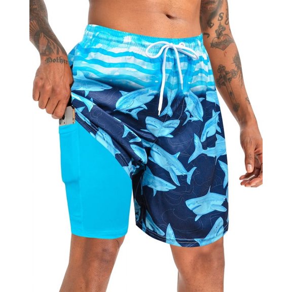 Swimming Trunks for Men Board Shorts Swimwear Quick Dry Beach Shorts with Zipper Pockets 7 Inch Mens Swimsuit Trunks