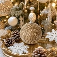 thumbnail image 5 of Rhinestone Pearl Christmas Ball Ornament Style E 3.15 in Hanging Xmas Tree Decor, 5 of 8