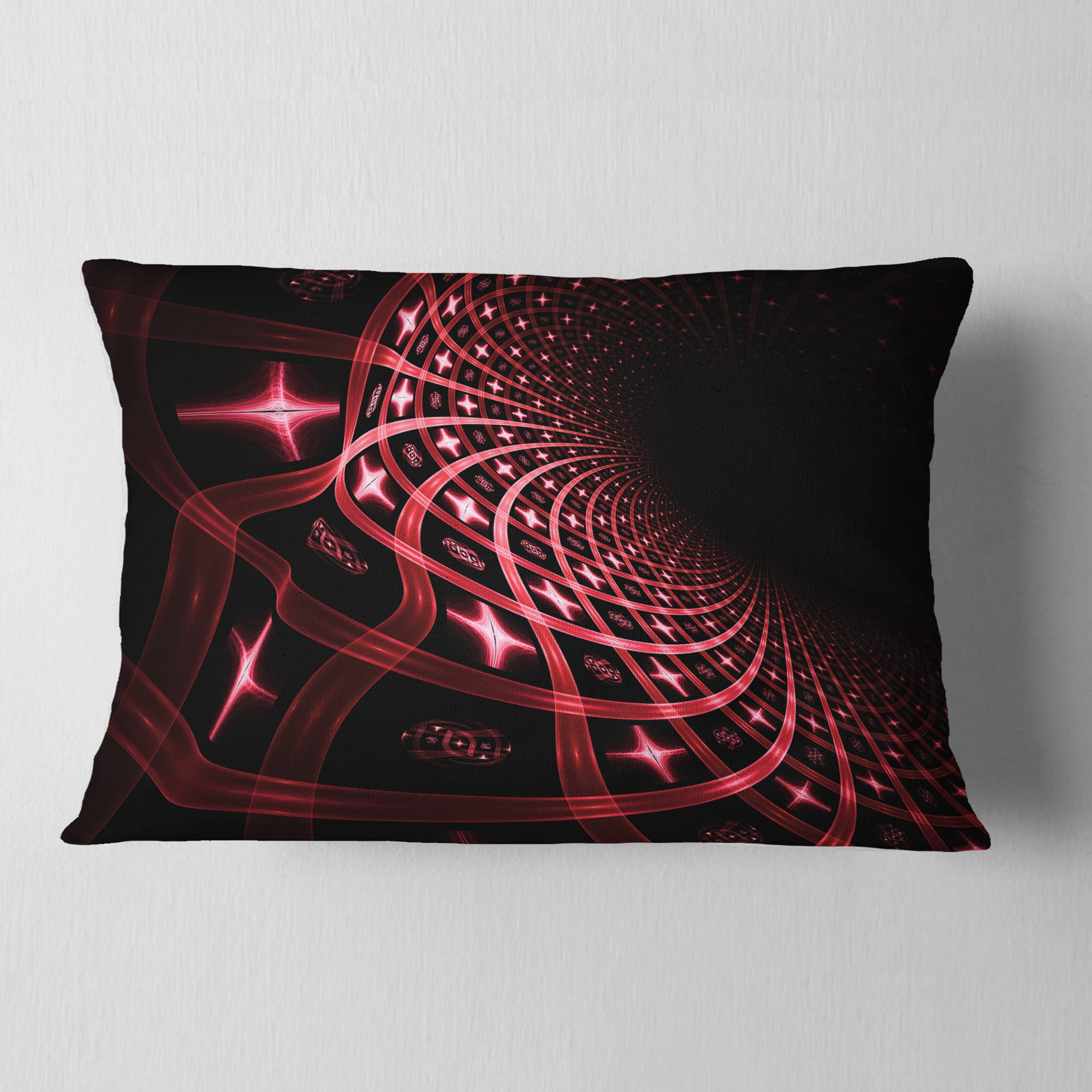 Designart Fractal Purple Dense Stripes - Contemporary Throw Pillow - 12x20