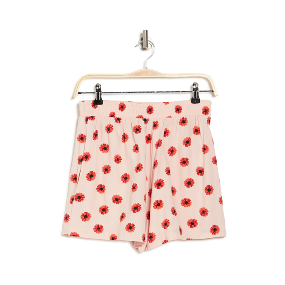 ABOUND Shorts Marguerites Roses à Pois Faciles Fluides Confortables Légers Taille Haute pour Femmes TG