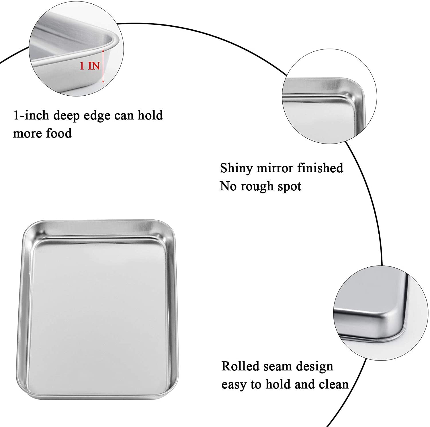 Casewin Stainless Steel Baking Sheet with Rack Set Tray Cookie Sheet & Oven Pan 10.23*7.87*0.98 inch, Non Toxic & Healthy, Rust Free & Less Stick, Thick & Sturdy, Easy Clean & Dishwasher Safe