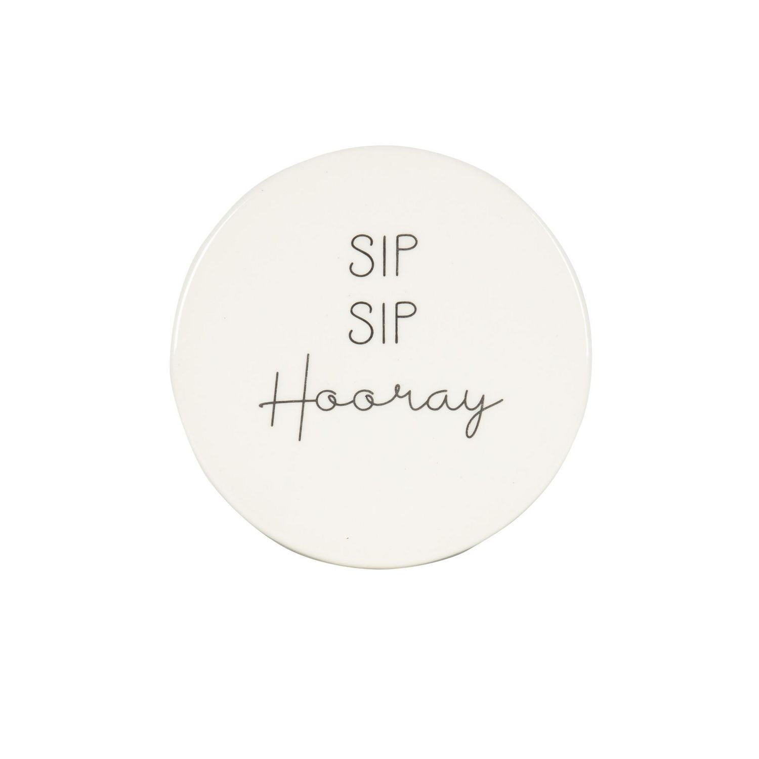 Ensemble de quatre dessous de verre en porcelaine Linden avec fini blanc dictons divers 9,8 cm de diamètre