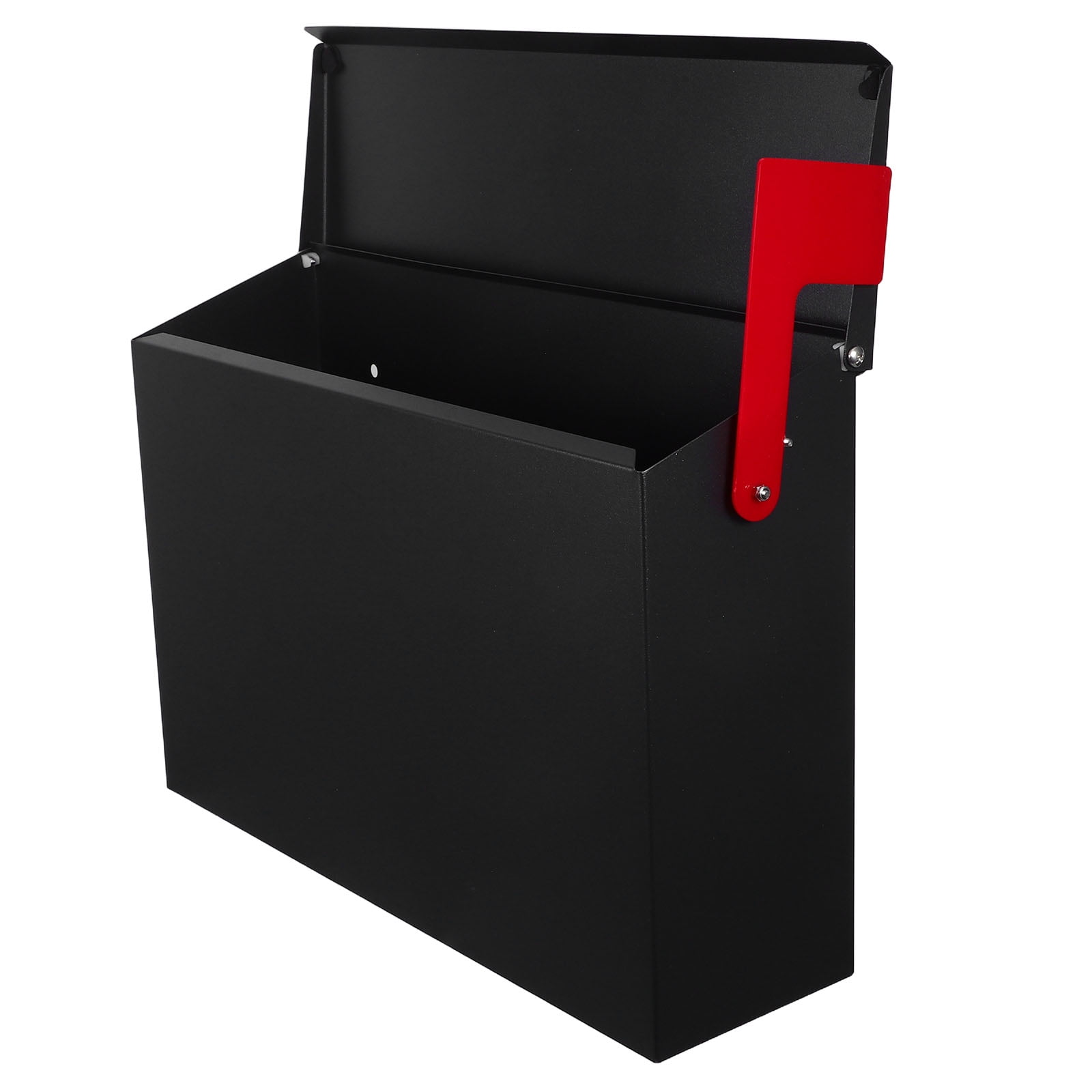 KALLORY Large Capacity Outdoor Wall-Mounted Mailbox in Black Stainless Steel for Secure Mail Storage