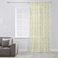 thumbnail image 3 of Yellow Grey Botanical Semi Sheer Curtains Drapes for Living Room,Bedroom,French Doors Window 45 Inches Long,Pastoral Spring Summer Leaf Aesthetics Rod Pocket Chiffon Curtain Drapery Voile Panel, 3 of 6